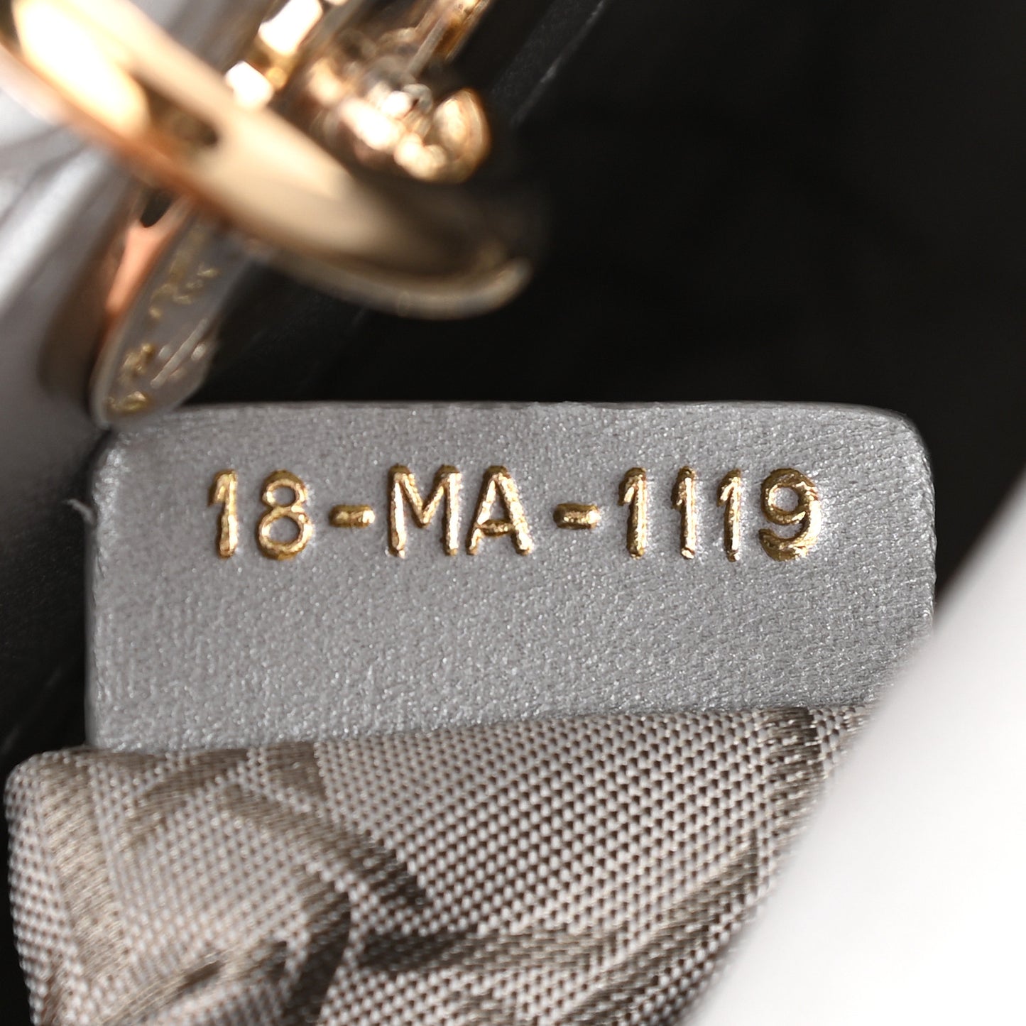 Metallic Lambskin Cannage Mini Lady Dior Grey