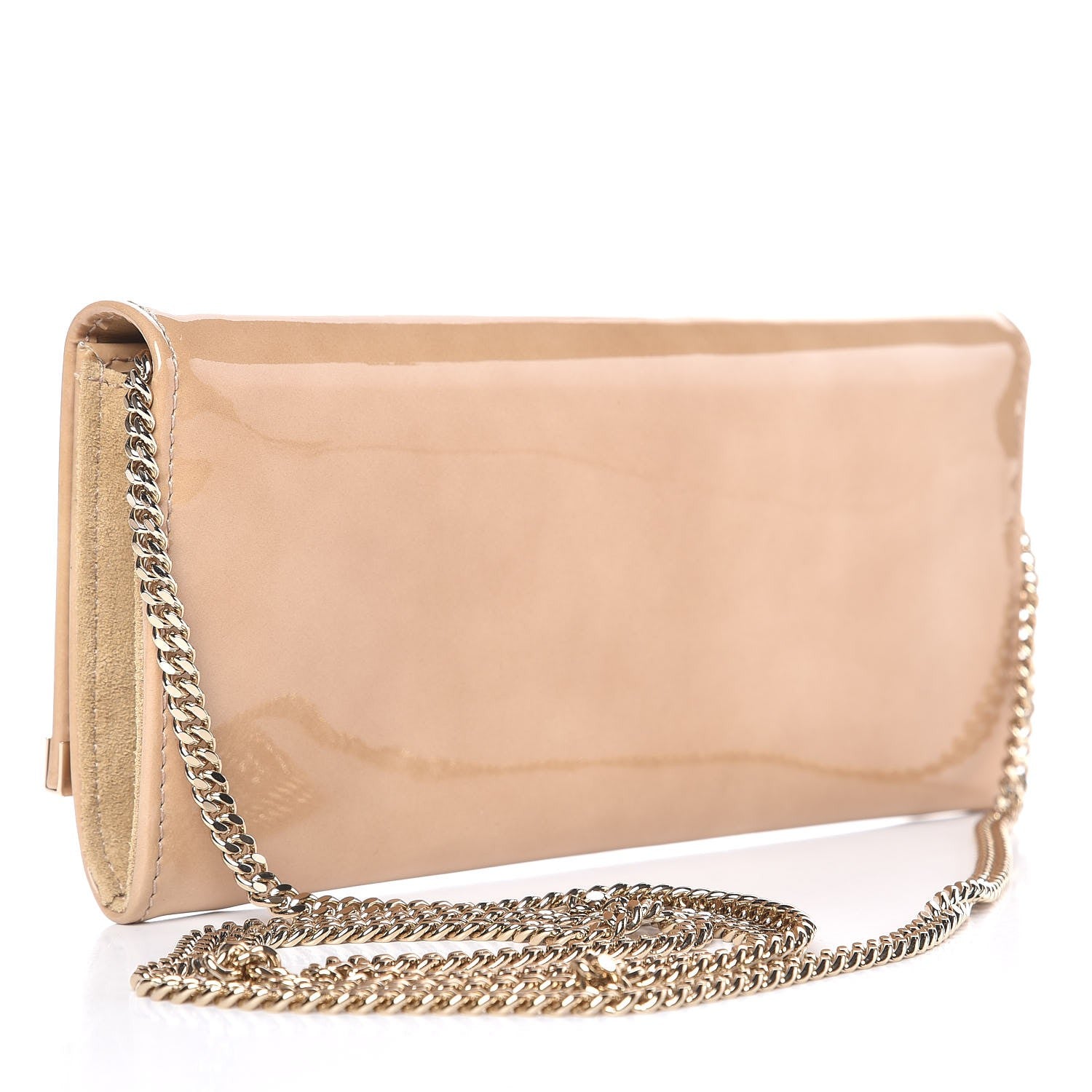 Jimmy Choo Patent Milla Wallet on Chain Nude 3 of 7
