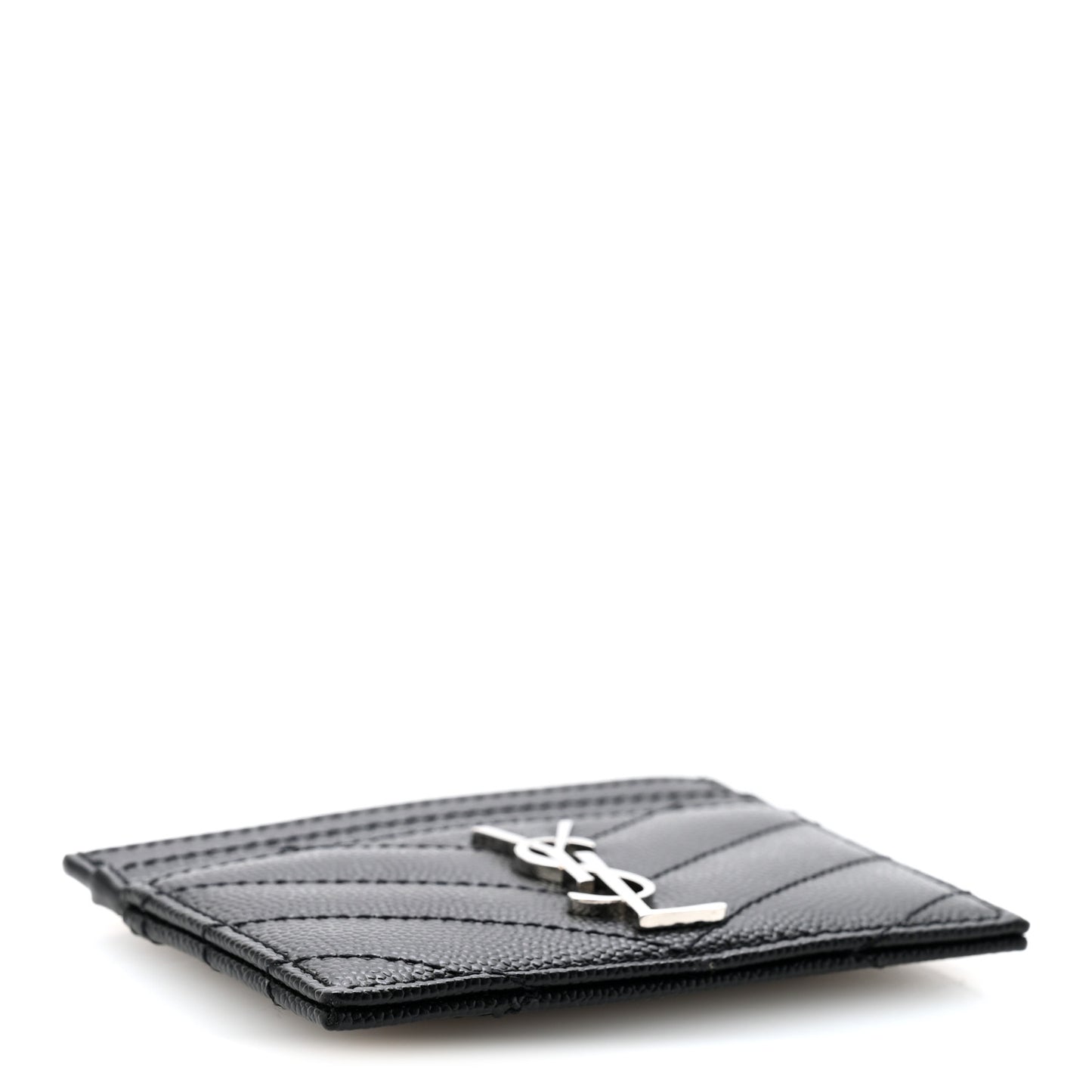 Grain De Poudre Matelasse Chevron Monogram Credit Card Case Black