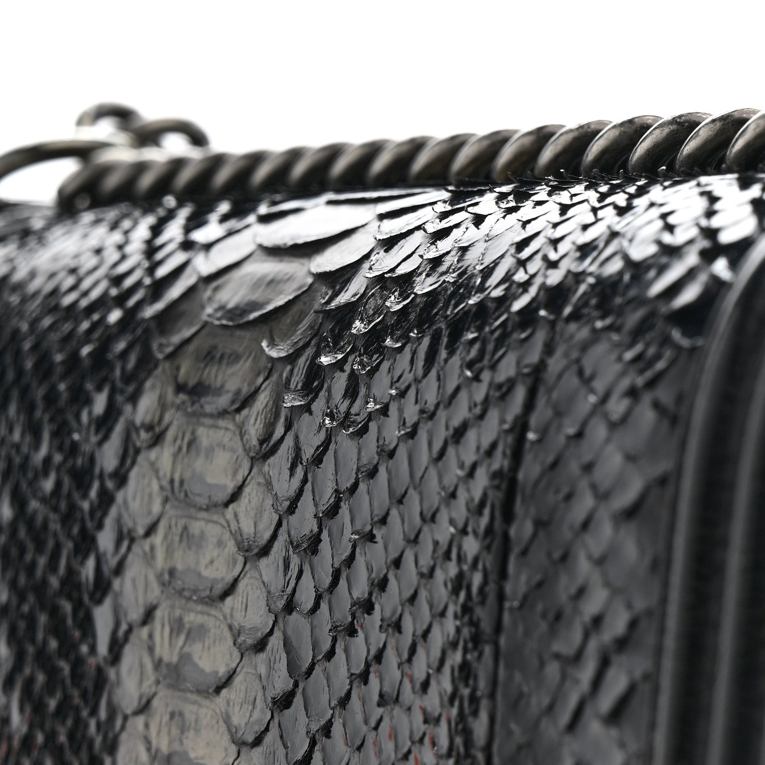 Chanel Patent Calfskin Snakeskin New Medium Boy Flap Black Silver 13 of 13