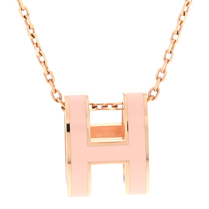 Hermes Lacquered Gold Pop H Pendant Necklace Rose Dragee 4 of 8