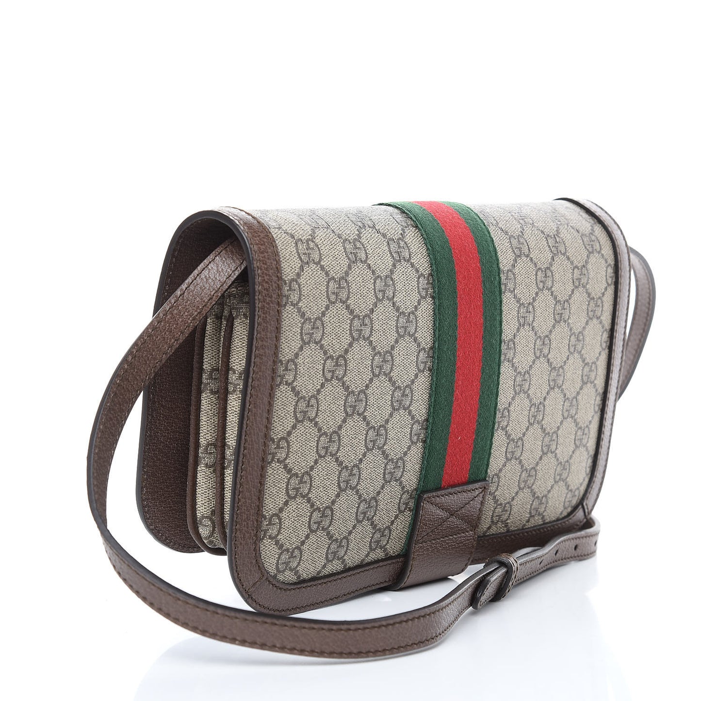 GG Supreme Monogram Web Ophidia Flap Messenger Bag Beige New Acero