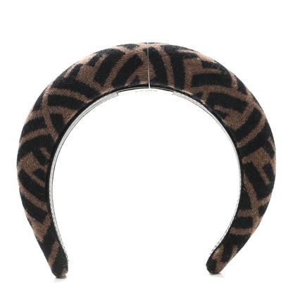 Fendi Wool Cashmere FF Logo Headband Tobacco 1 of 14