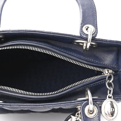 Christian Dior Lambskin Cannage Medium Lady Dior Navy Blue 5 of 10