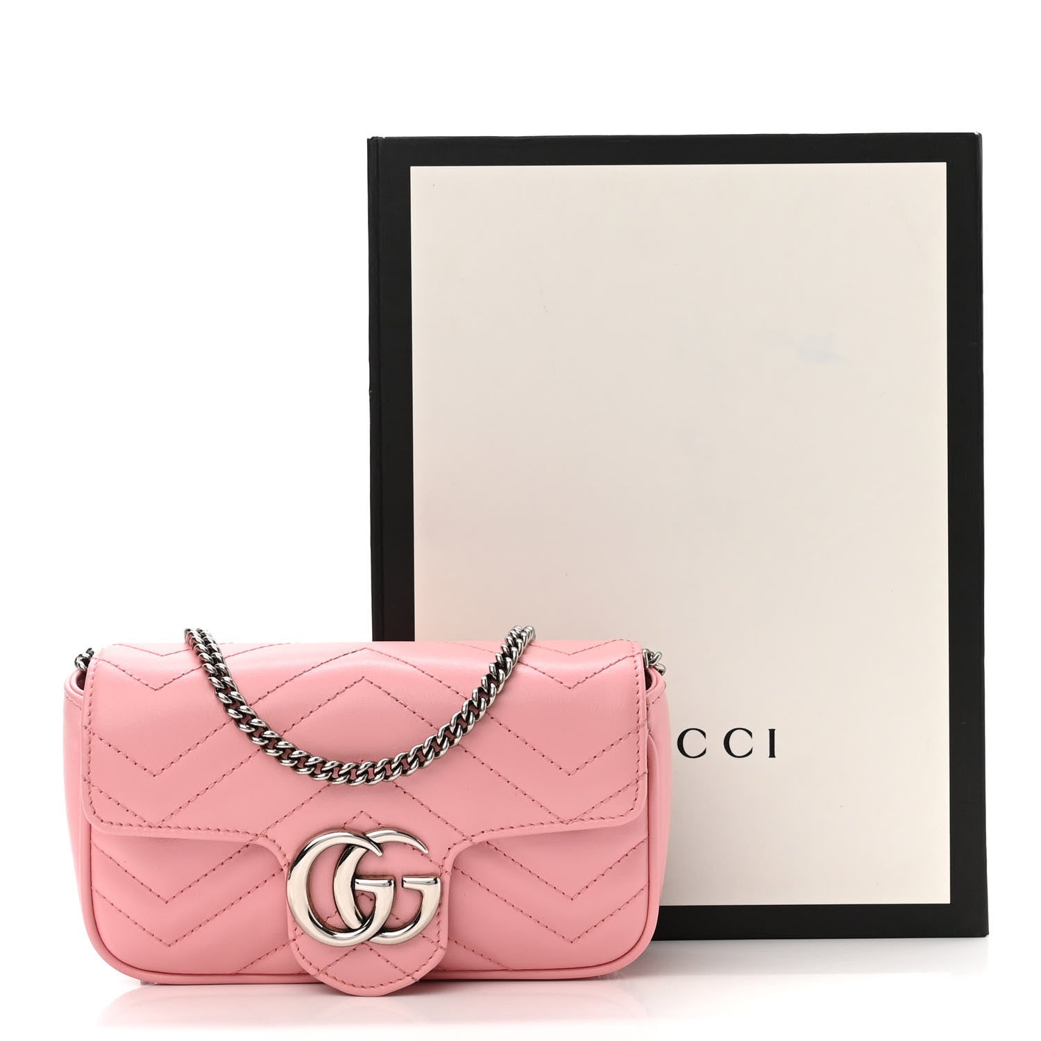 Gucci Calfskin Matelasse Super Mini GG Marmont Shoulder Bag Wild Rose 11 of 11