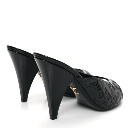 Louis Vuitton Patent Calfskin Monogram Embossed Super Mules 40 Black 4 of 8