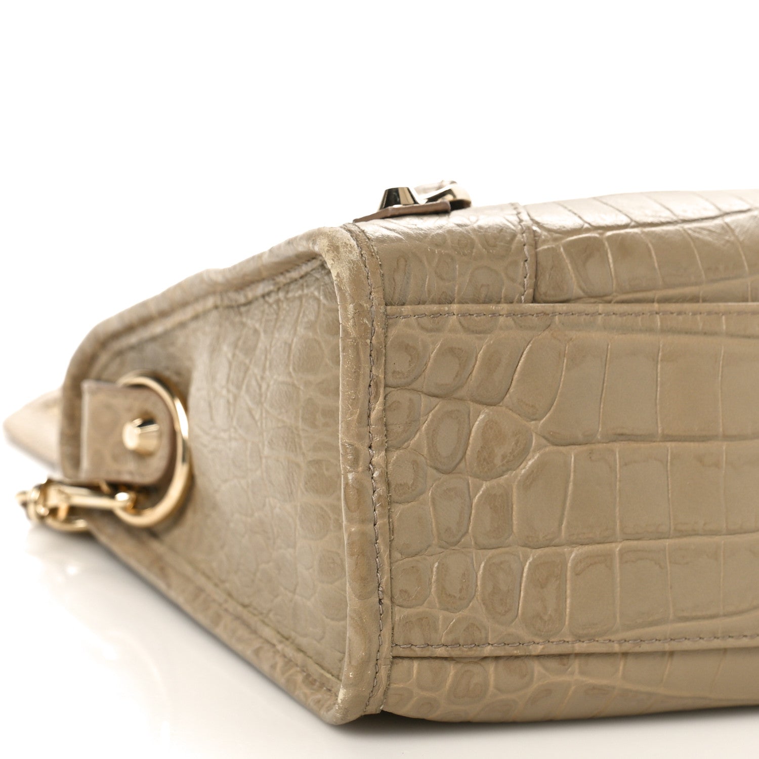 Balenciaga Calfskin Crocodile Embossed Classic Gold Hardware S City Beige Latte 7 of 9