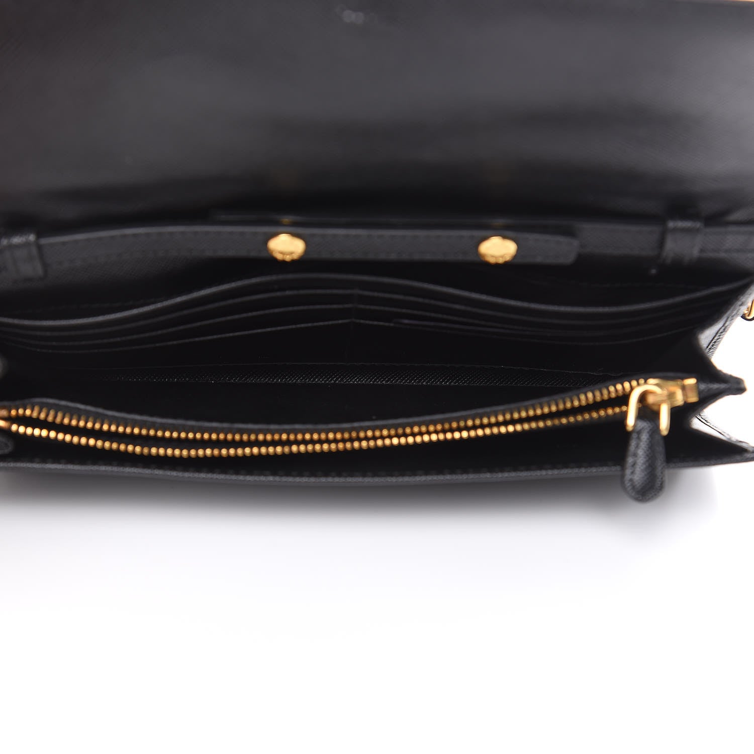 Prada Saffiano Metal Oro Chain Wallet Black 5 of 11