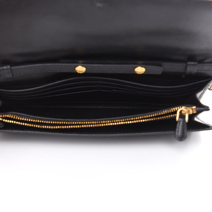 Prada Saffiano Metal Oro Chain Wallet Black 5 of 11