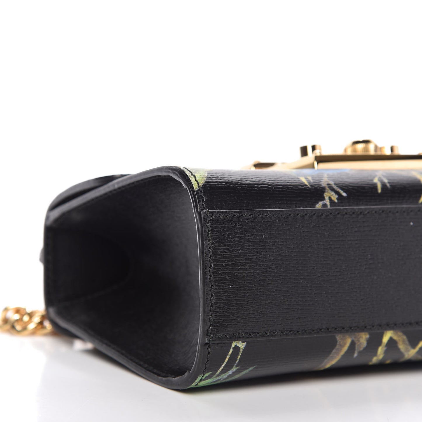 Calfskin Tropical Print Small Padlock Shoulder Bag Black Multi