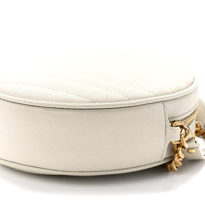 Saint Laurent Grain De Poudre Matelasse Chevron Quilted Round Vinyle Camera Bag Blanc Vintage 11 of 12