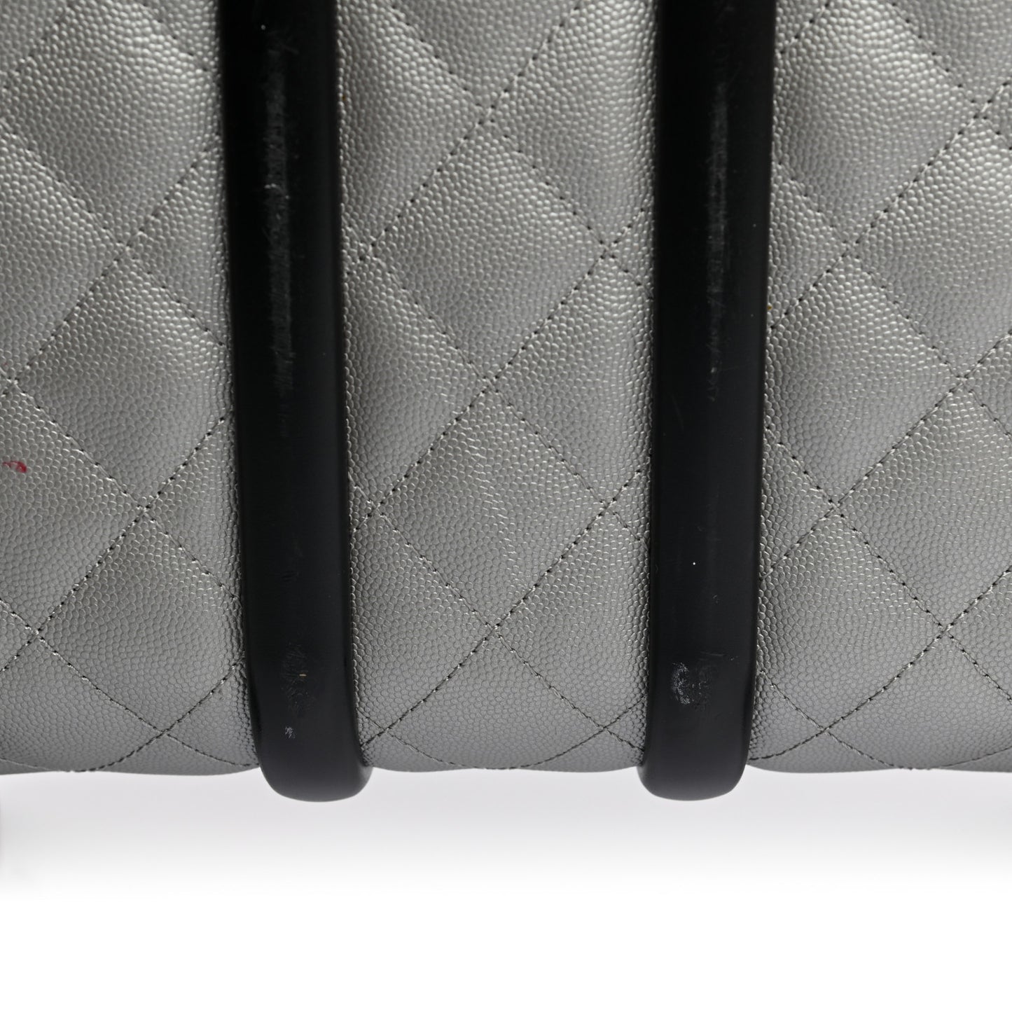 Metallic Caviar Quilted Coco Case Trolley Silver