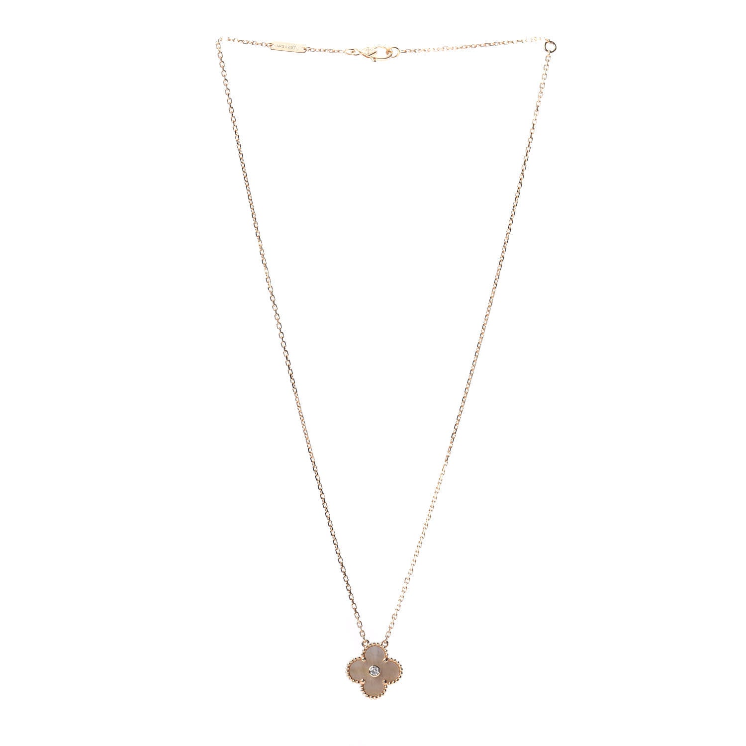 Van Cleef & Arpels 18K Yellow Gold Diamond Yellow Mother of Pearl Vintage Alhambra Pendant Necklace 3 of 5