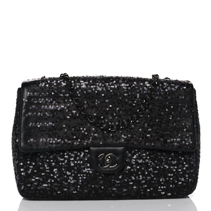 Chanel Sequin Lambskin Jumbo Moonlight on Water Flap Black 1 of 14