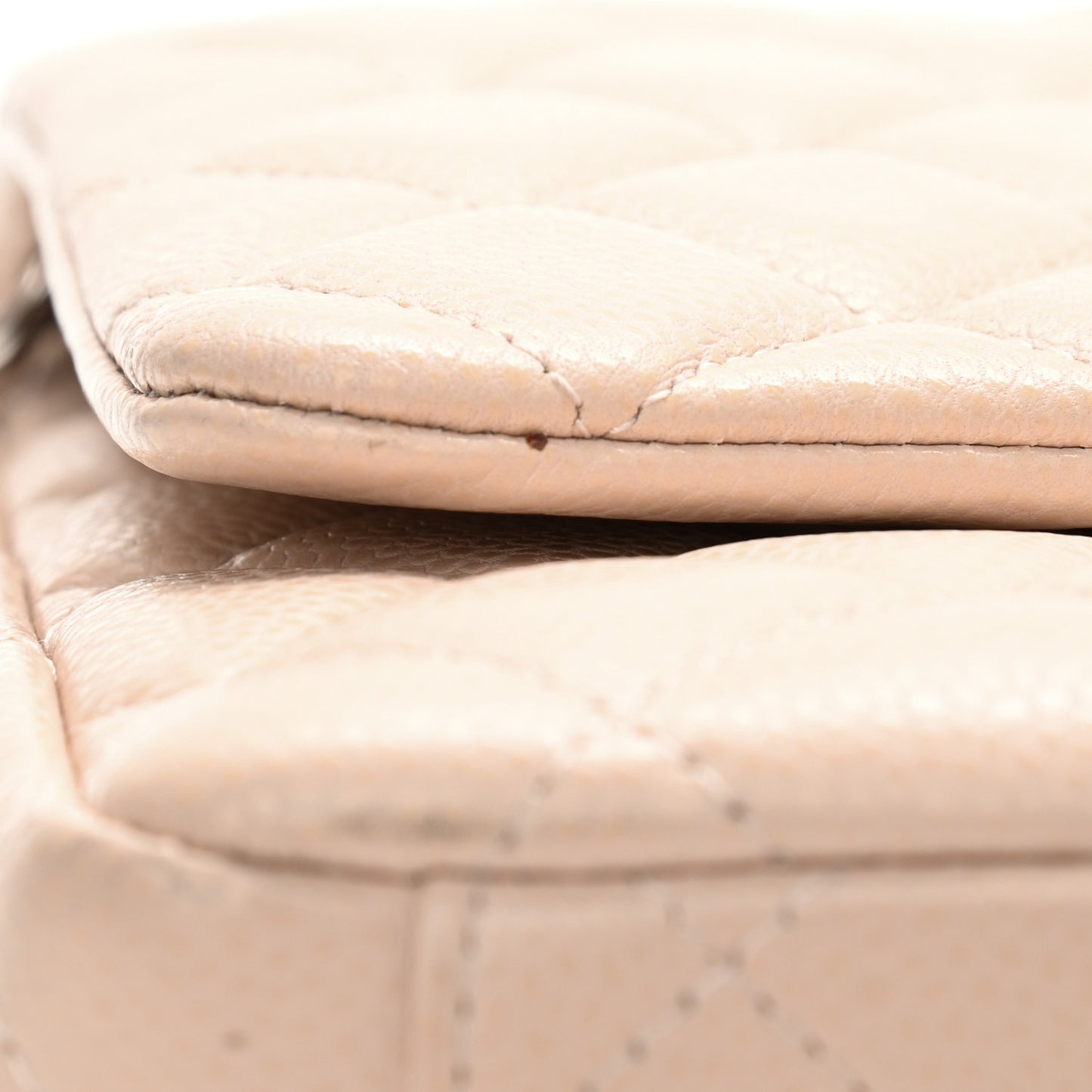 Caviar Quilted Maxi Double Flap Light Beige