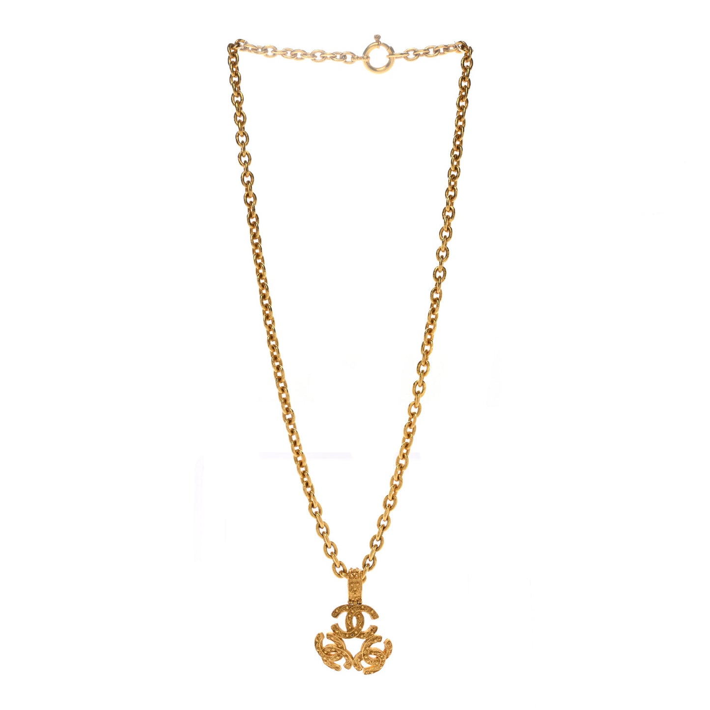 Metal Triple CC Chain Necklace Gold
