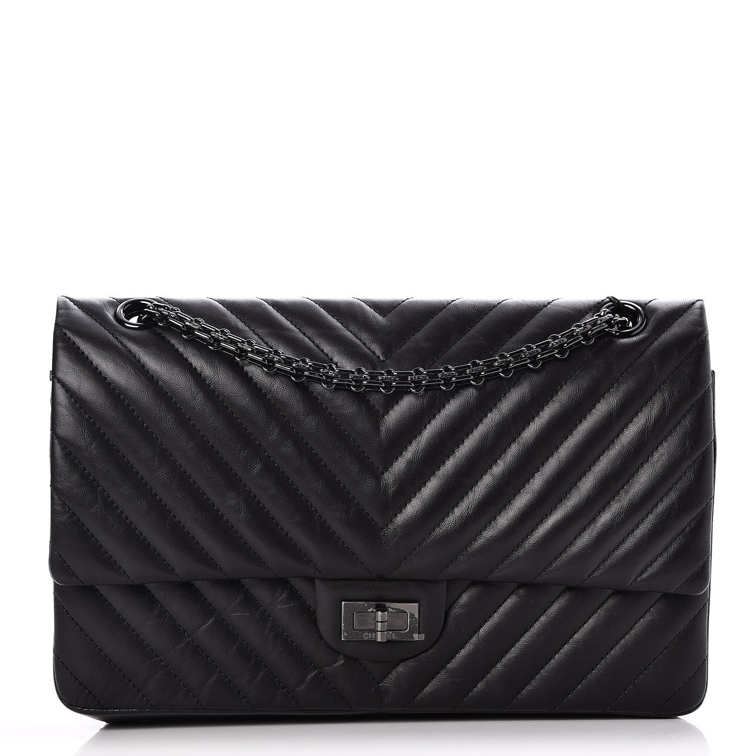 Chanel Aged Calfskin Chevron 2.55 Reissue 226 So Black 1 of 8