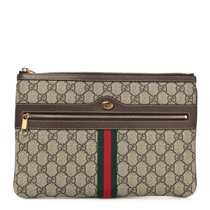 Gucci GG Supreme Monogram Large Ophidia Pouch Clutch Brown 1 of 8