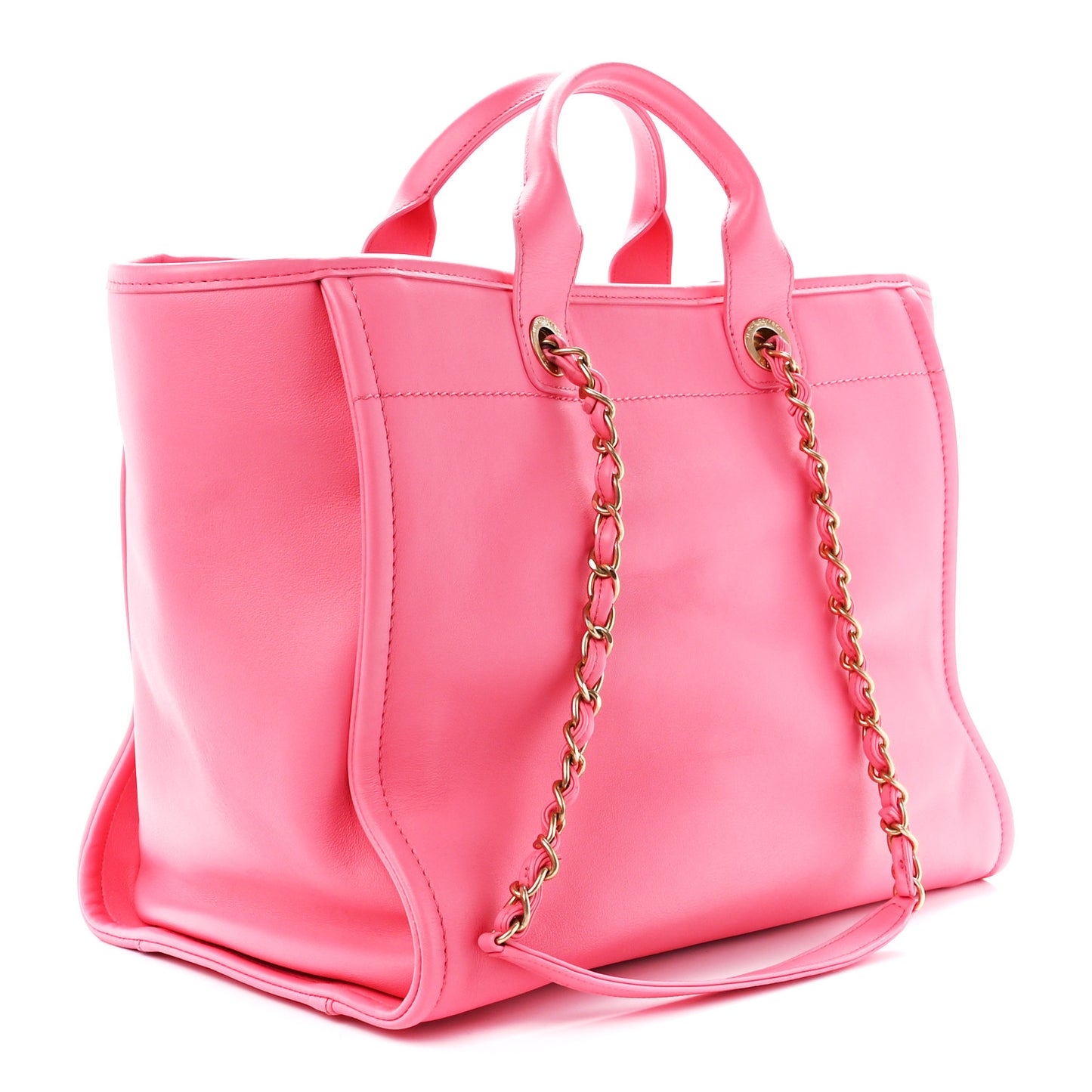 Calfskin Medium Deauville Tote Coral Pink