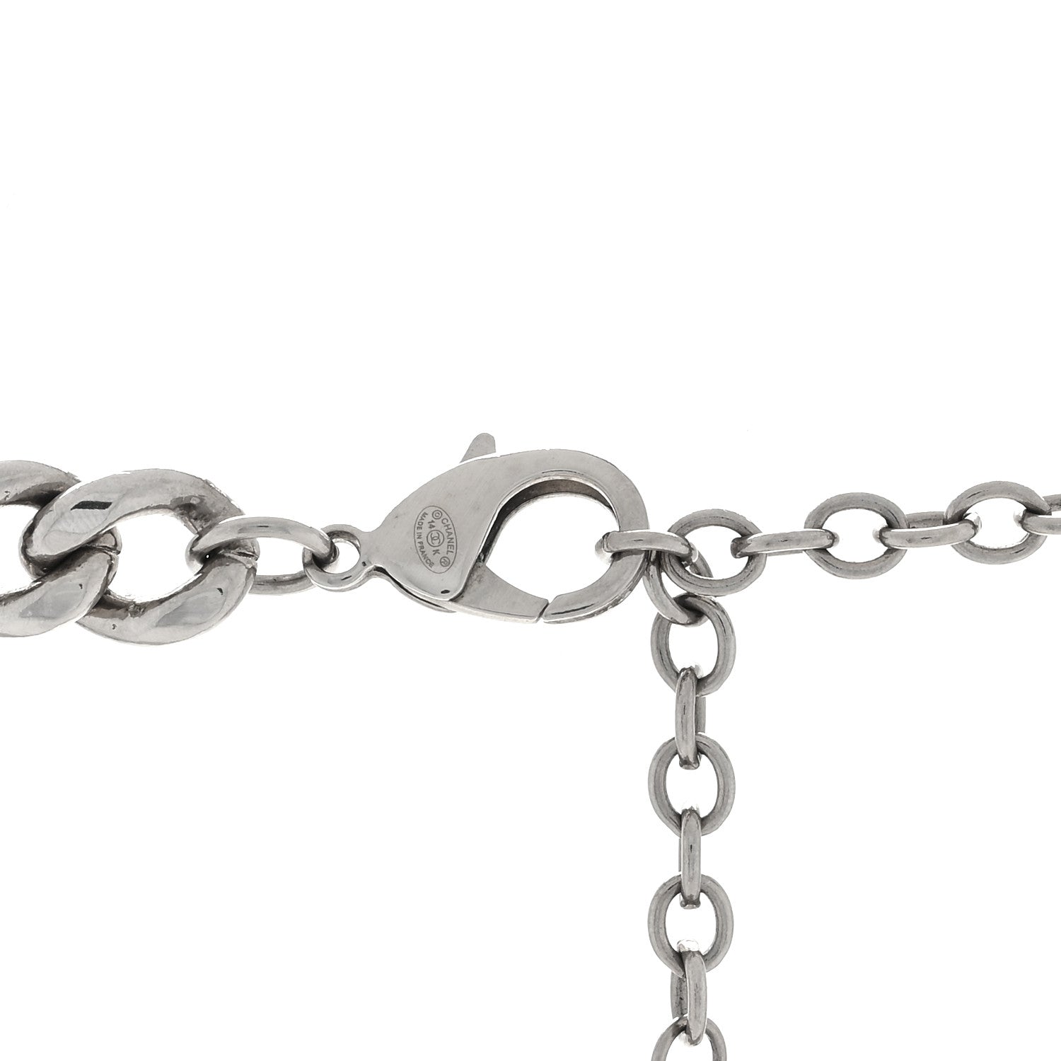 Chanel Resin CC Oversized Padlock Chain Necklace Silver Pearly White 3 of 3