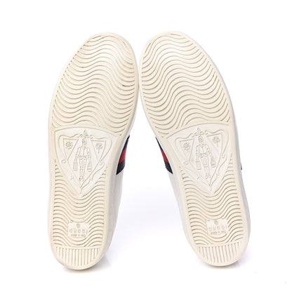 Gucci Calfskin Web Bosco Embroidered Ace Sneakers 38.5 White Green 9 of 18