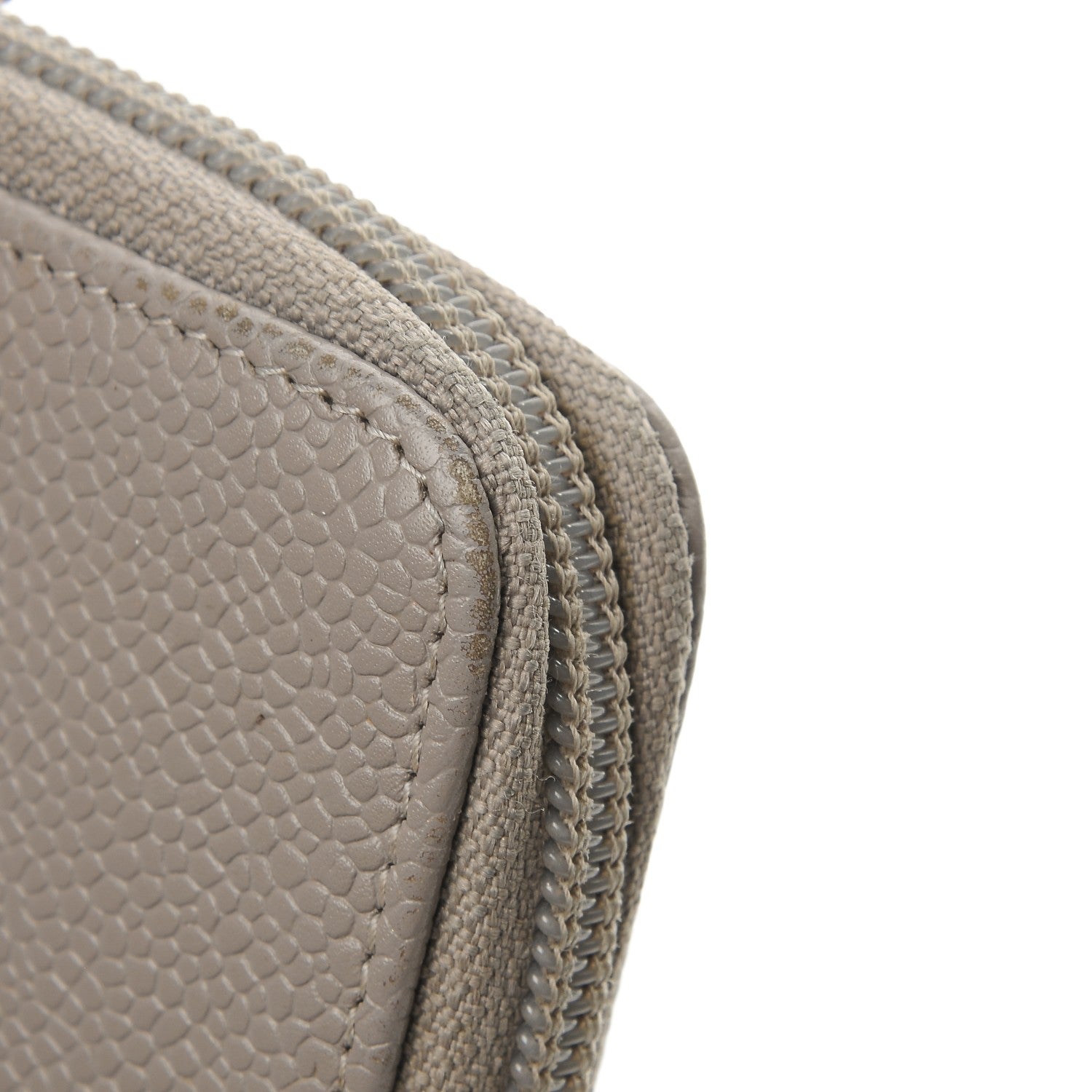 Chanel Caviar Large Timeless CC Gusset Zip Around Wallet Light Gray 13 of 14