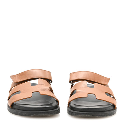 Hermes Calfskin Embroidered Womens Chypre Sandals 38 Natural 3 of 8