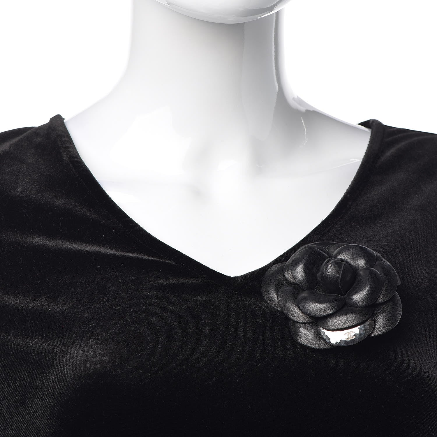 Chanel Lambskin Camellia Brooch Black 2 of 6