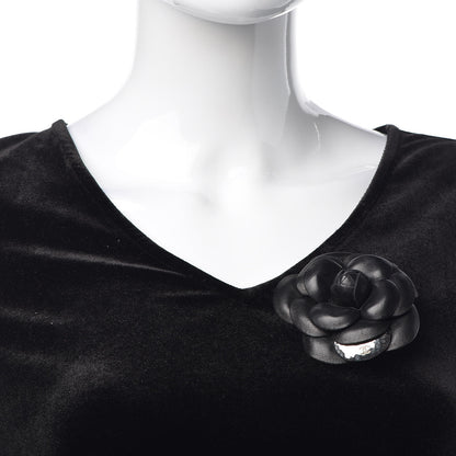 Chanel Lambskin Camellia Brooch Black 2 of 6