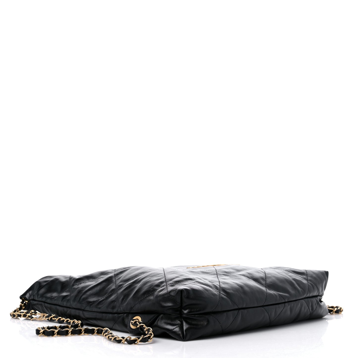 Shiny Calfskin Quilted Chanel 22 Backpack Black