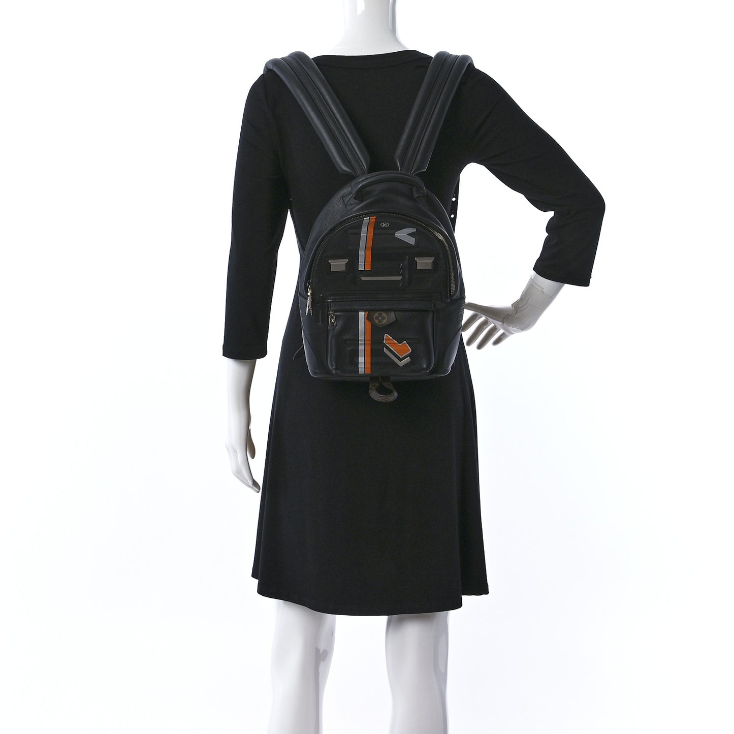 Lambskin Spaceship Embossed Palm Springs Backpack PM Black