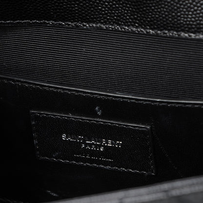 Saint Laurent Grain De Poudre Textured Mixed Matelasse Triquilt Medium Monogram Satchel Black 8 of 8