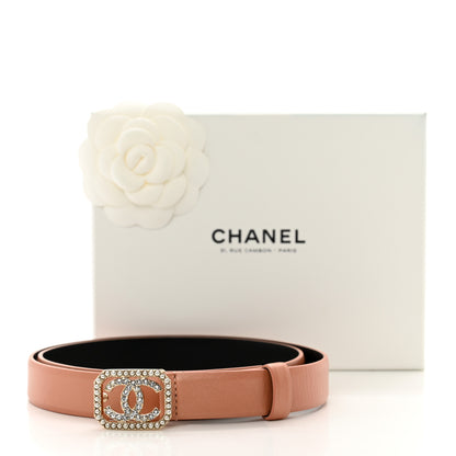 Chanel Metallic Calfskin Crystal Pearl Vendome CC Belt 80 32 Rose 8 of 8