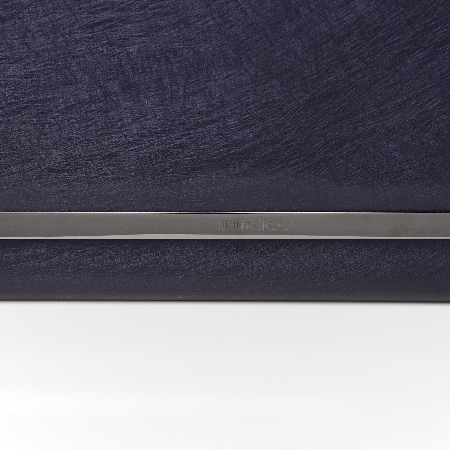 Jimmy Choo Metallic Spazzolato Etched Maia Clutch Navy 7 of 7