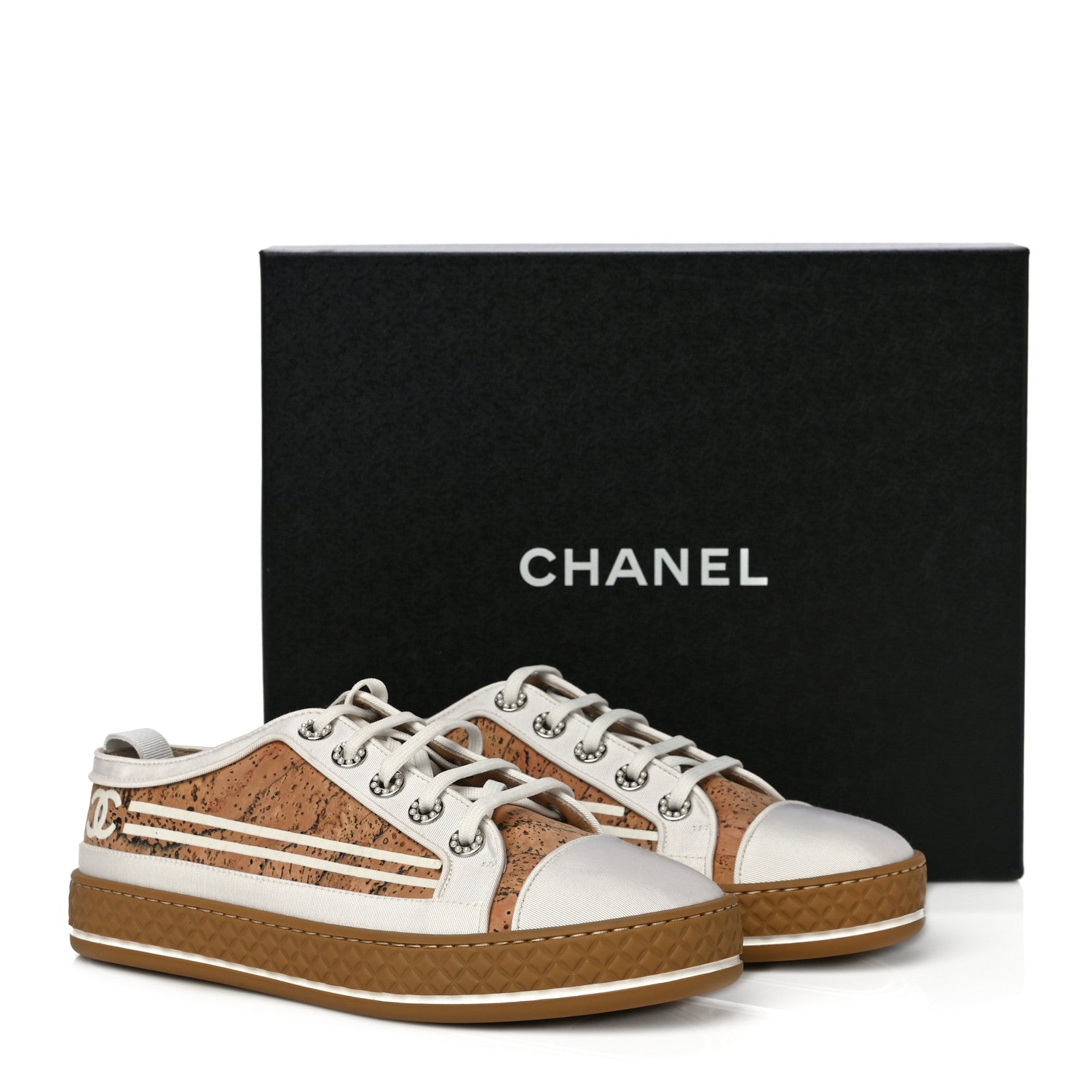 Chanel Cork Jetty Sneaker 38.5 Brown White 11 of 11