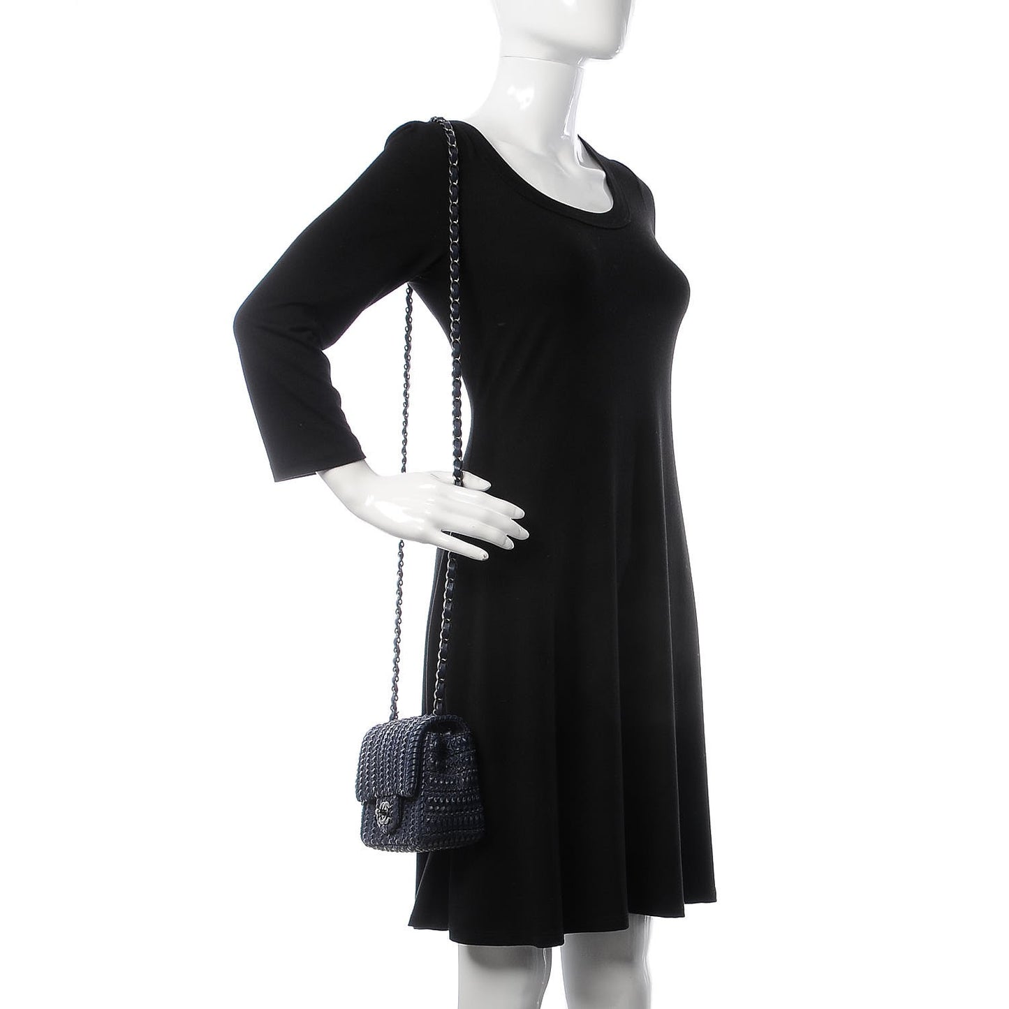 Lambskin Embroidered Small Flap Navy