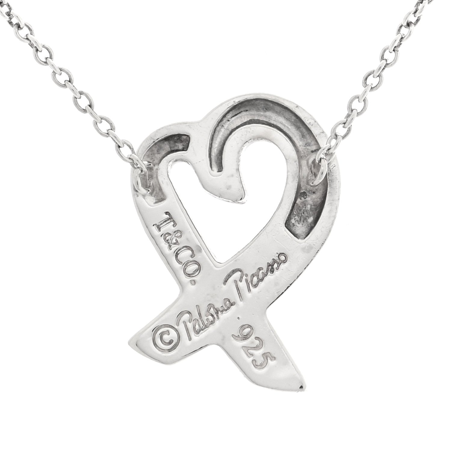 Tiffany Sterling Silver Paloma Picasso Loving Heart Pendant Necklace 4 of 5