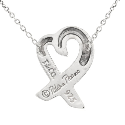 Tiffany Sterling Silver Paloma Picasso Loving Heart Pendant Necklace 4 of 5