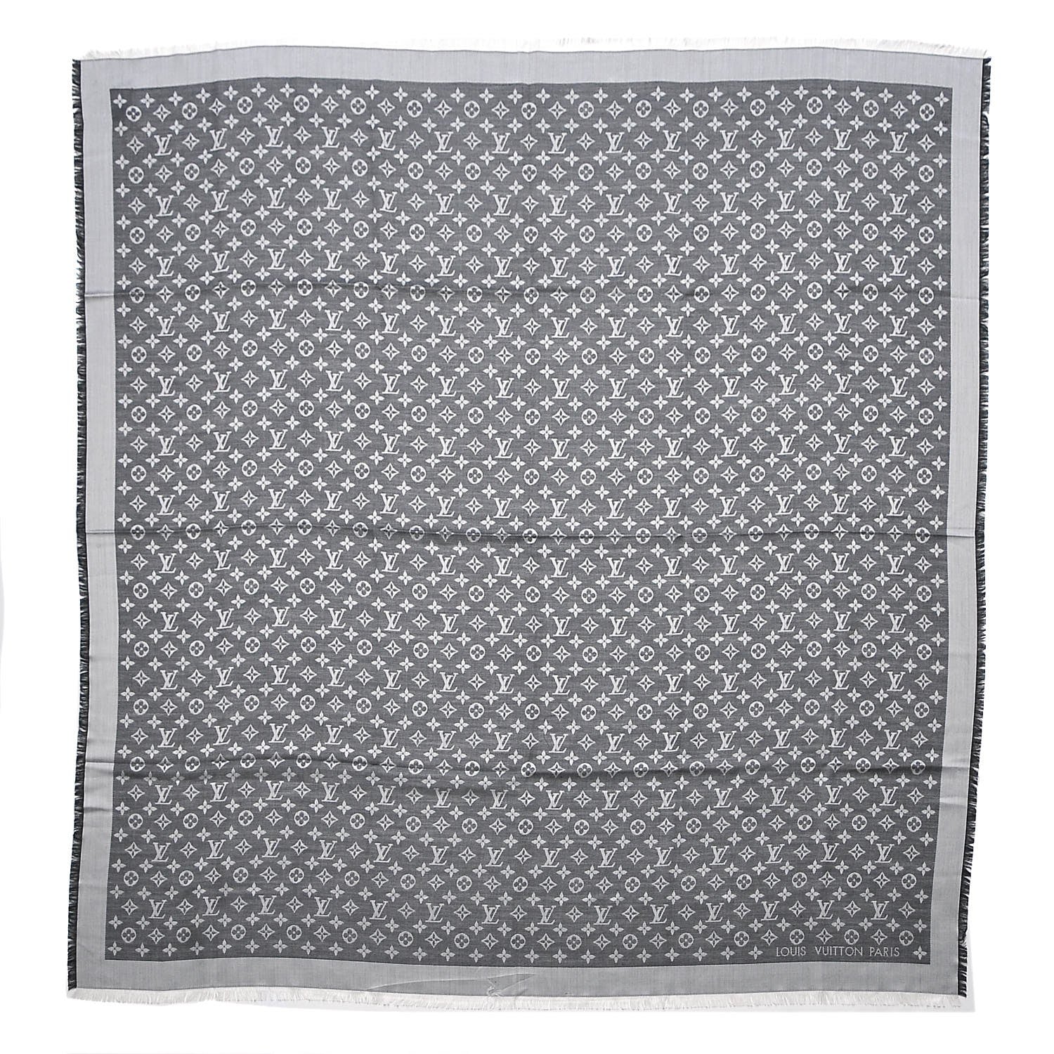 Louis Vuitton Wool Silk Monogram Denim Shawl Black 1 of 4