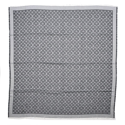 Louis Vuitton Wool Silk Monogram Denim Shawl Black 1 of 4