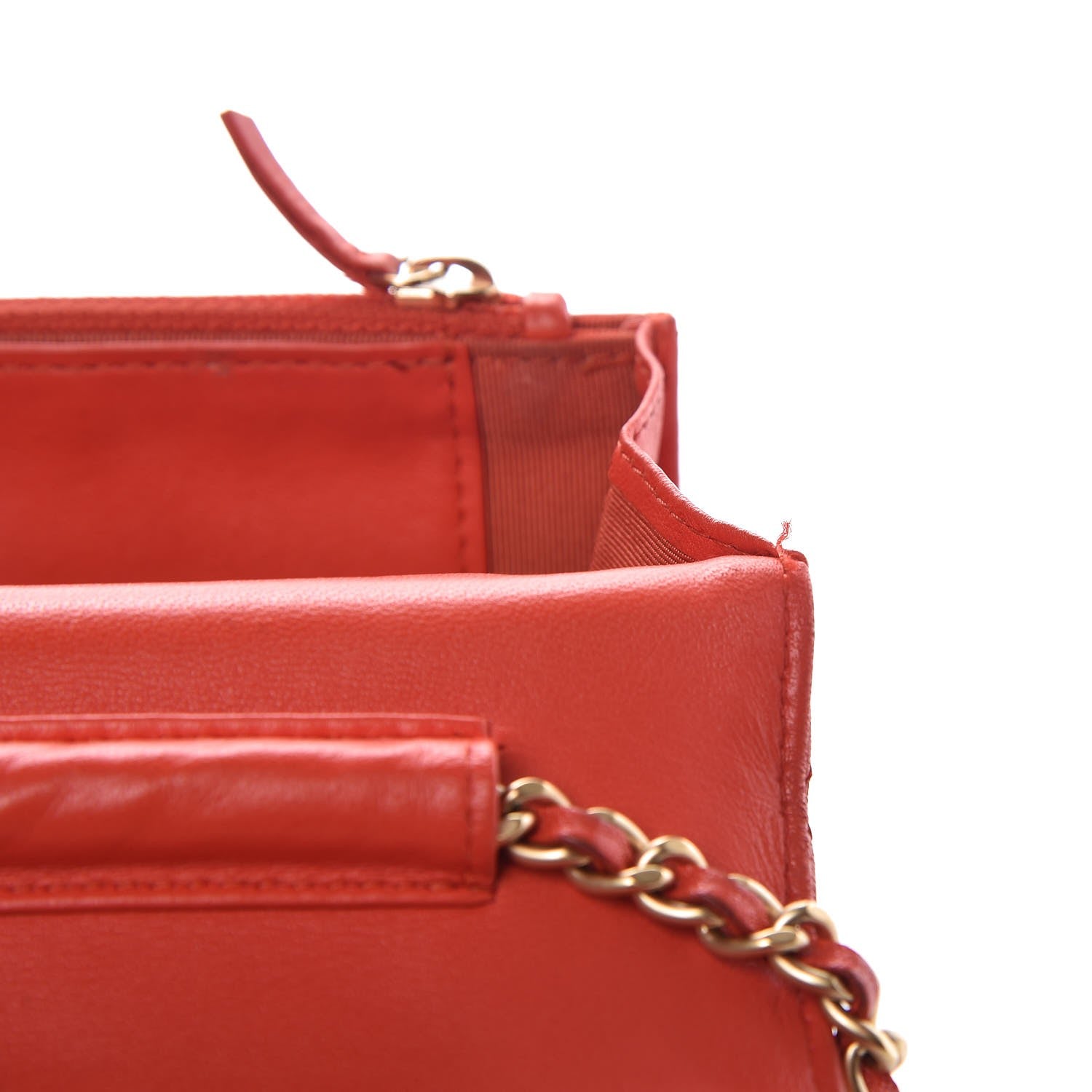 Chanel Lambskin Quilted Wallet On Chain WOC Red 9 of 11