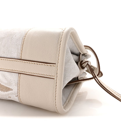 Prada Linen Calfskin Triangle Mini Bonnie Hand Bag White 9 of 9