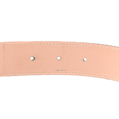 Hermes Epsom Swift 32mm Guilloche H Belt 90 Bleu Ocean Rose Eglantine 4 of 8