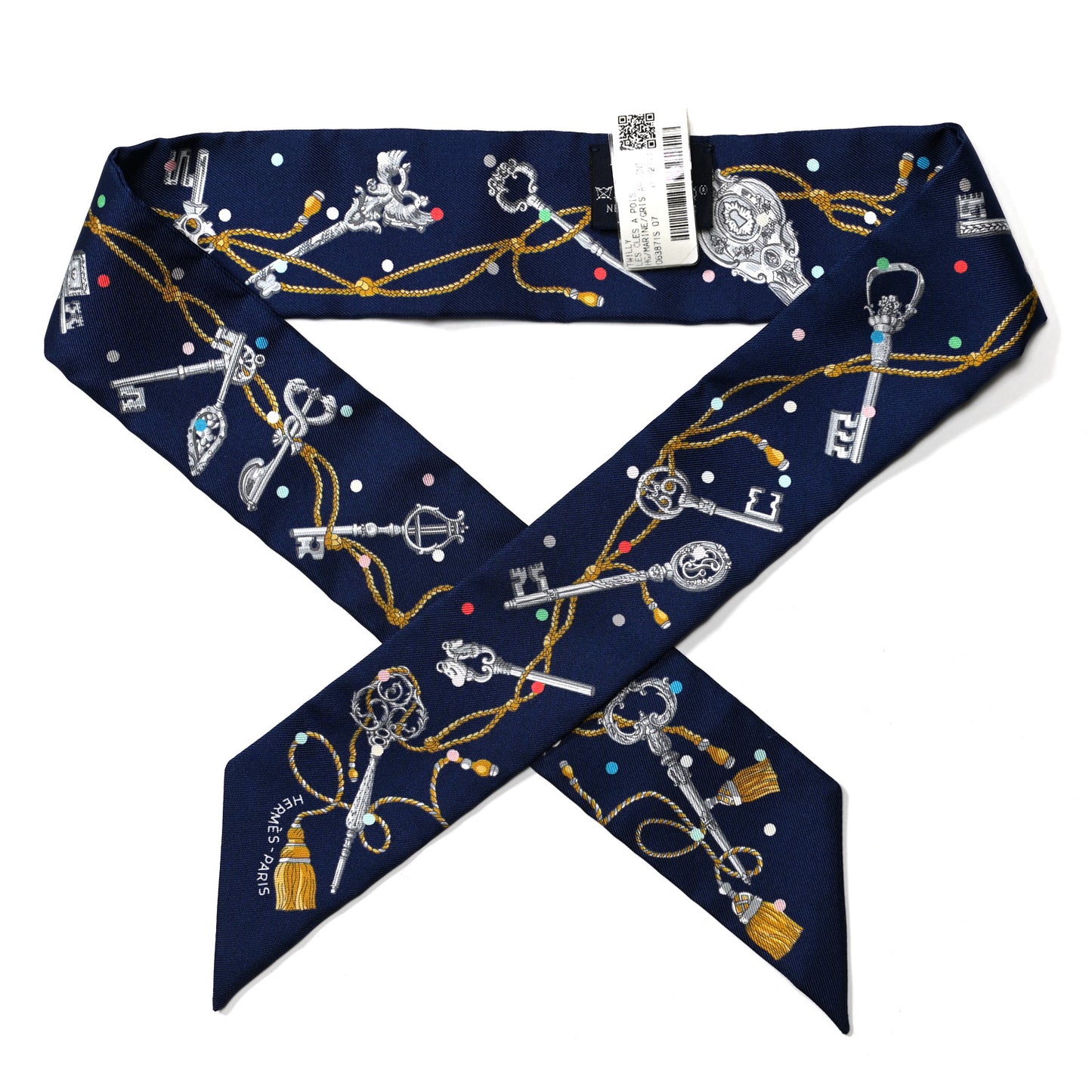 Silk Les Cles A Pois Twilly Marine Gris Argent