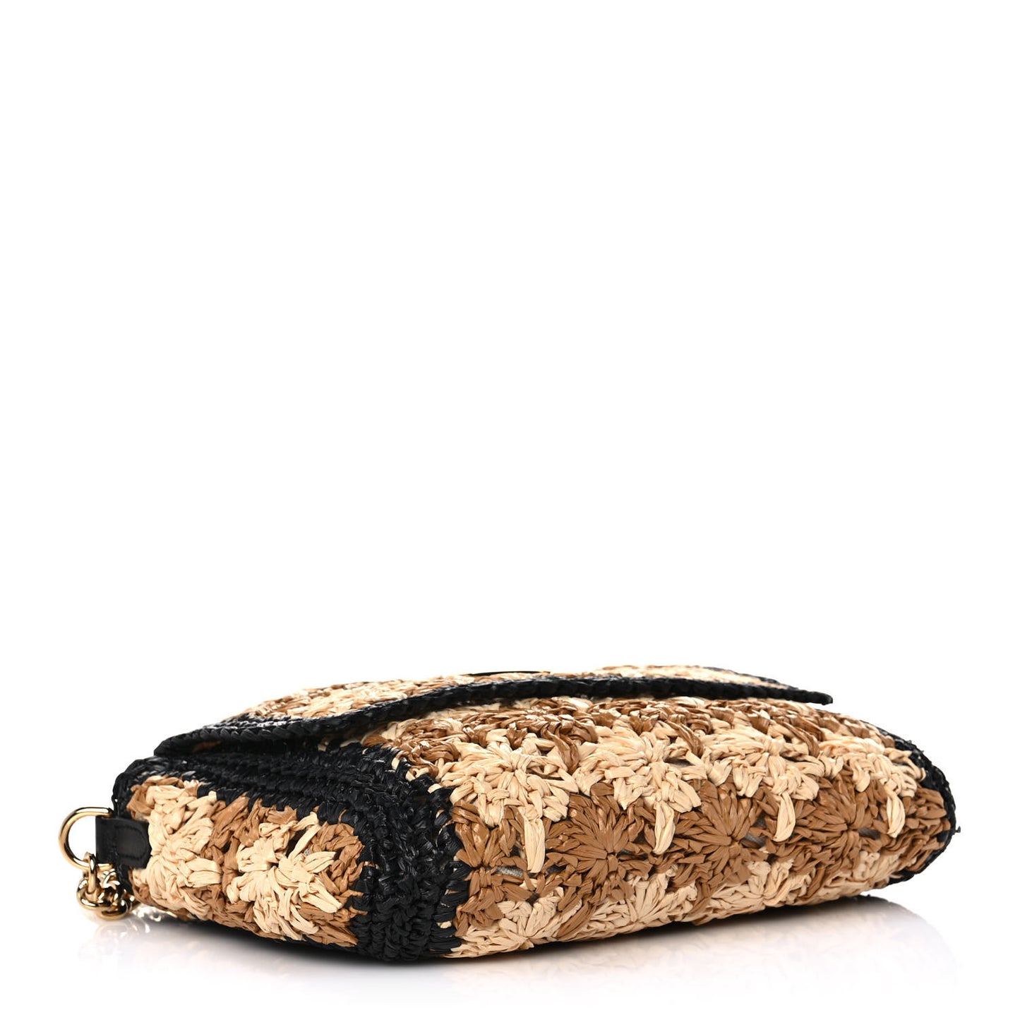 Raffia Azalea Calfskin Crochet Flower Small GG Marmont Shoulder Bag Natural Ecru Black