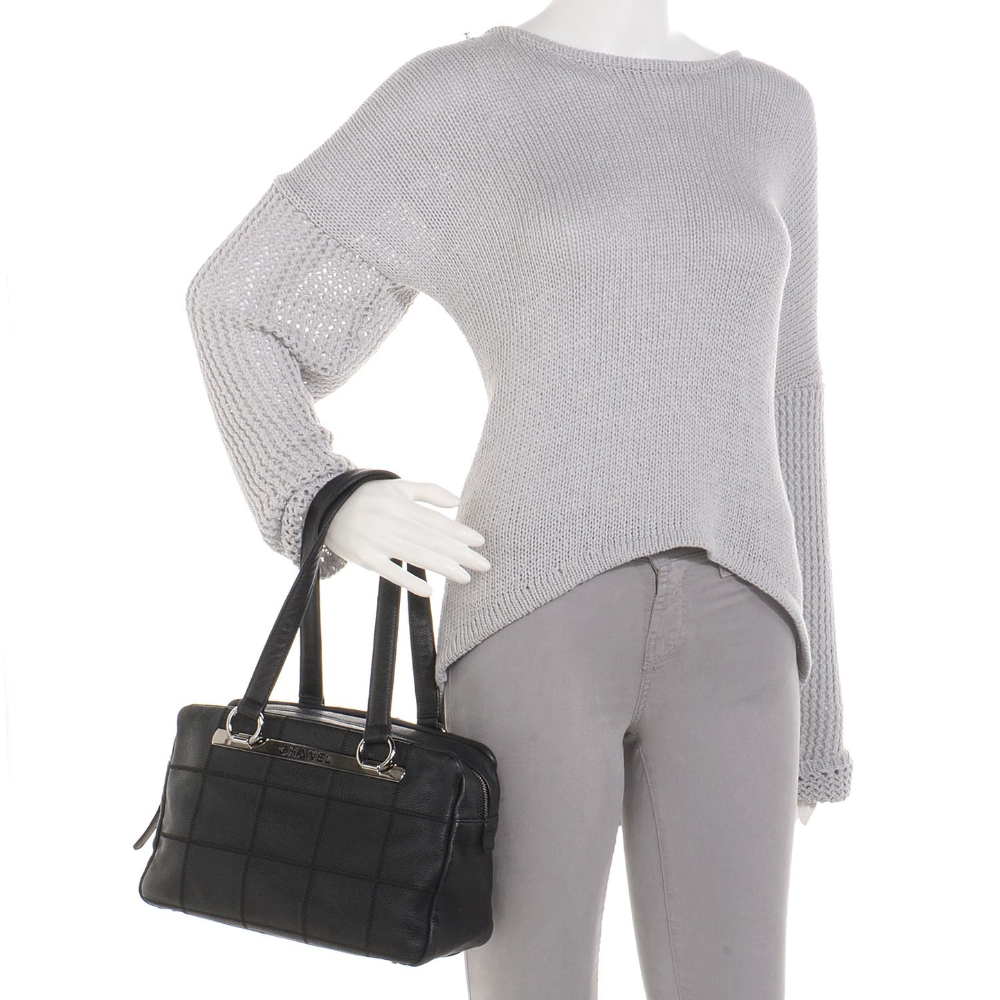 Caviar Square Stitched Tote Black