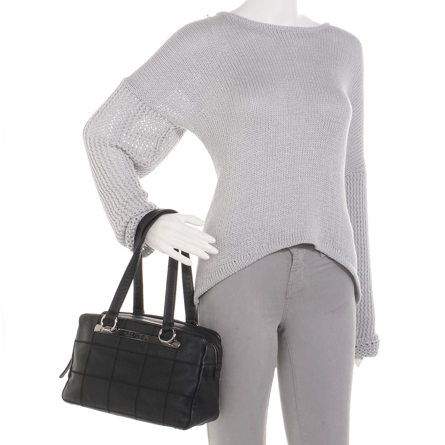Chanel Caviar Square Stitched Tote Black 2 of 8