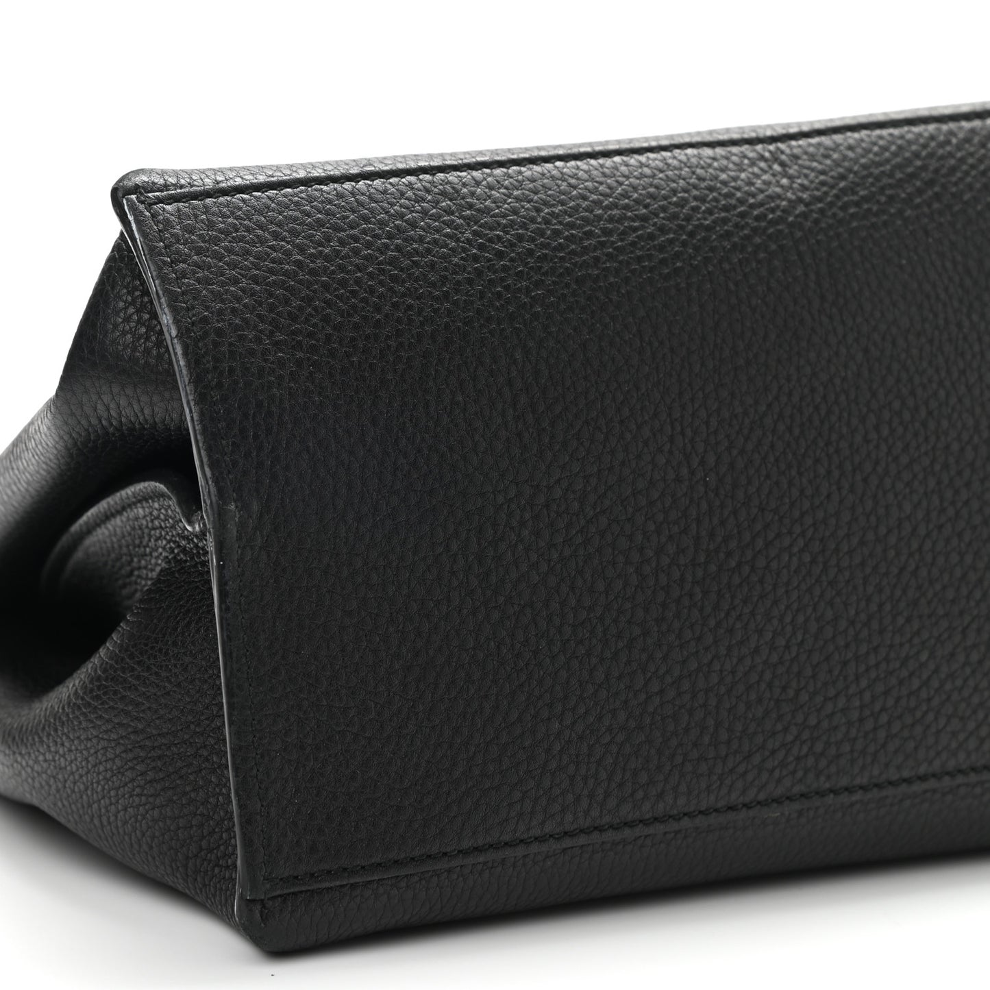 Pebbled Calfskin Large Bamboo Daily Top Handle Bag Black