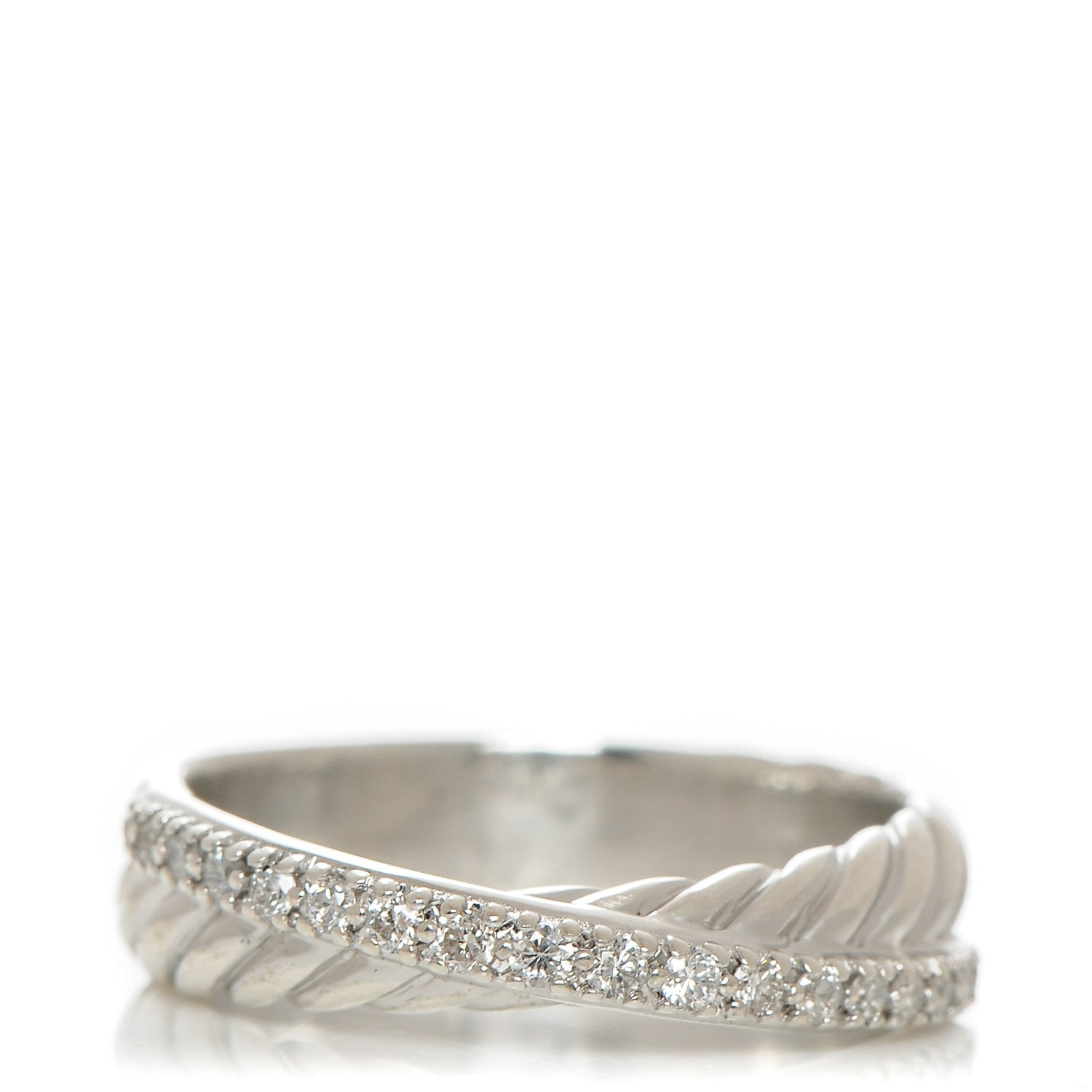 David Yurman Sterling Silver Diamond 5mm Crossover Ring 52 6.25 1 of 5