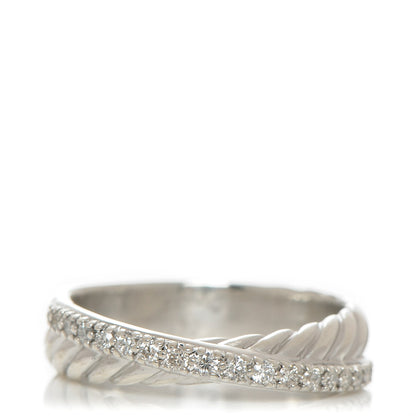 David Yurman Sterling Silver Diamond 5mm Crossover Ring 52 6.25 1 of 5